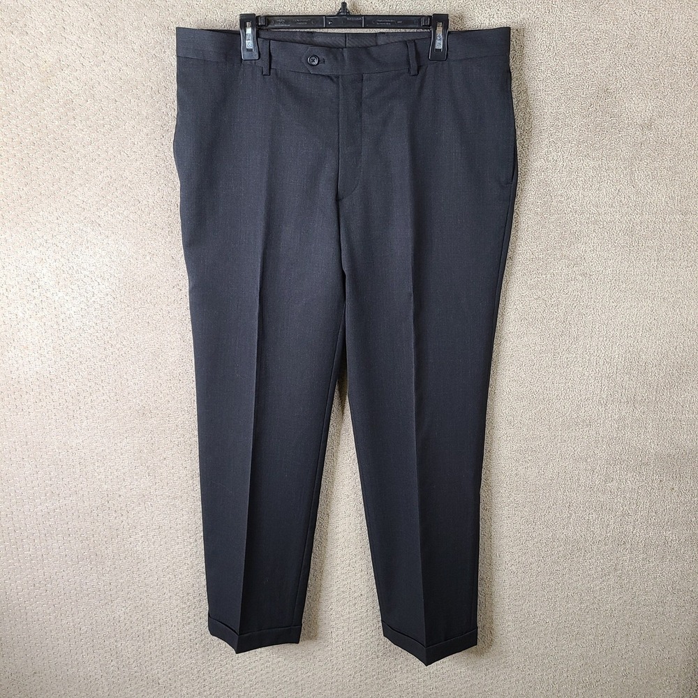 Pronto Uomo Platinum Pants Men 38x30 Gray Wool Dress Trouser Flat Front Charcoal